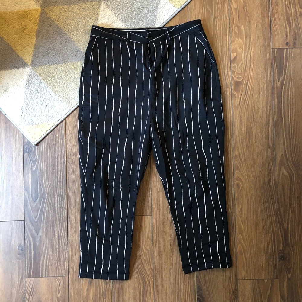 Asos Striped Wide Leg Cropped Harem Trouser